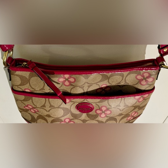 Coach Peyton Signature Clover Pink Trim Convertible Shoulder Bag - Picture 6 of 12